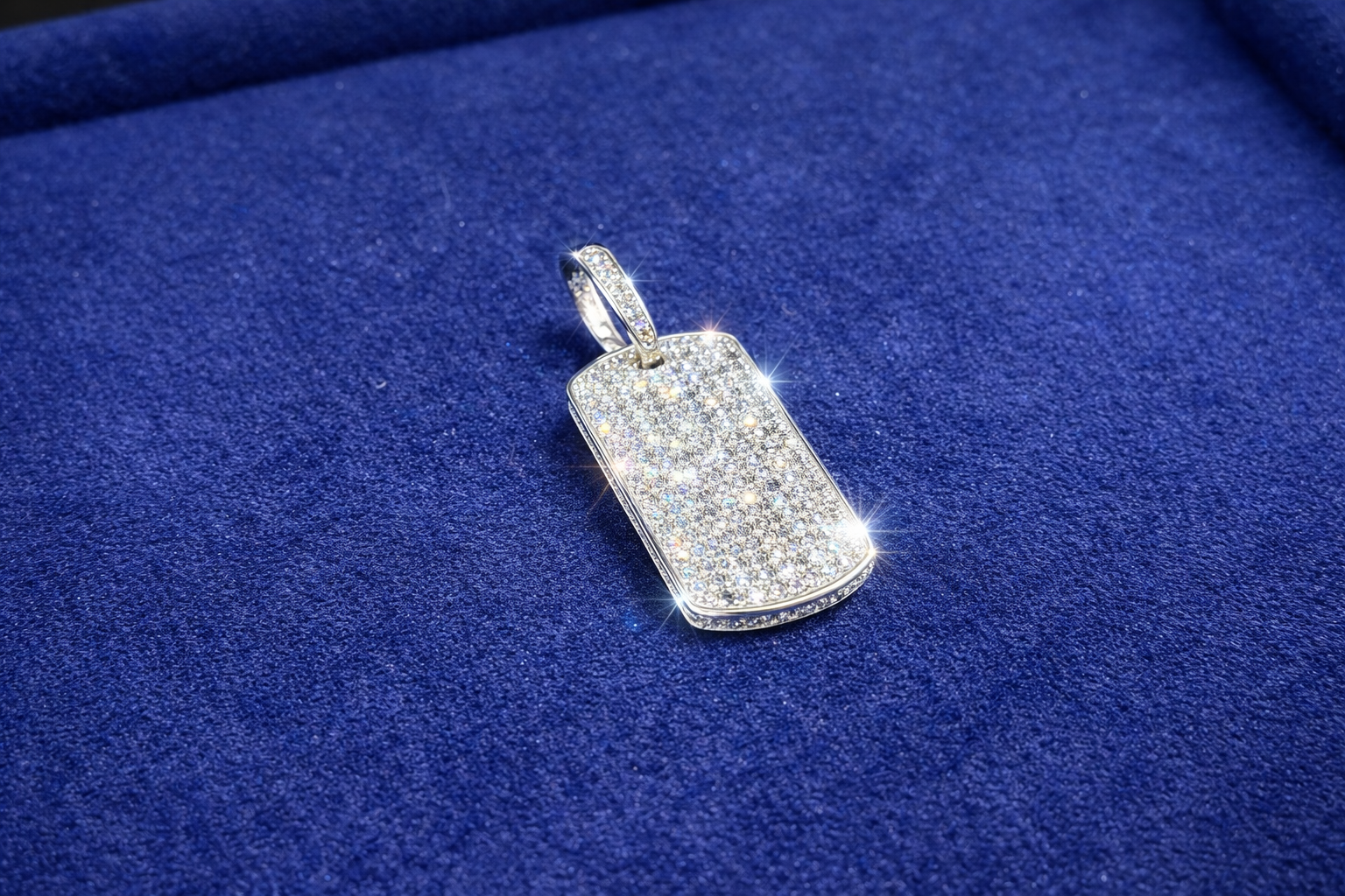 925 SILVER 18K GOLD MOISSANITE DOG TAG PENDANT VVS1