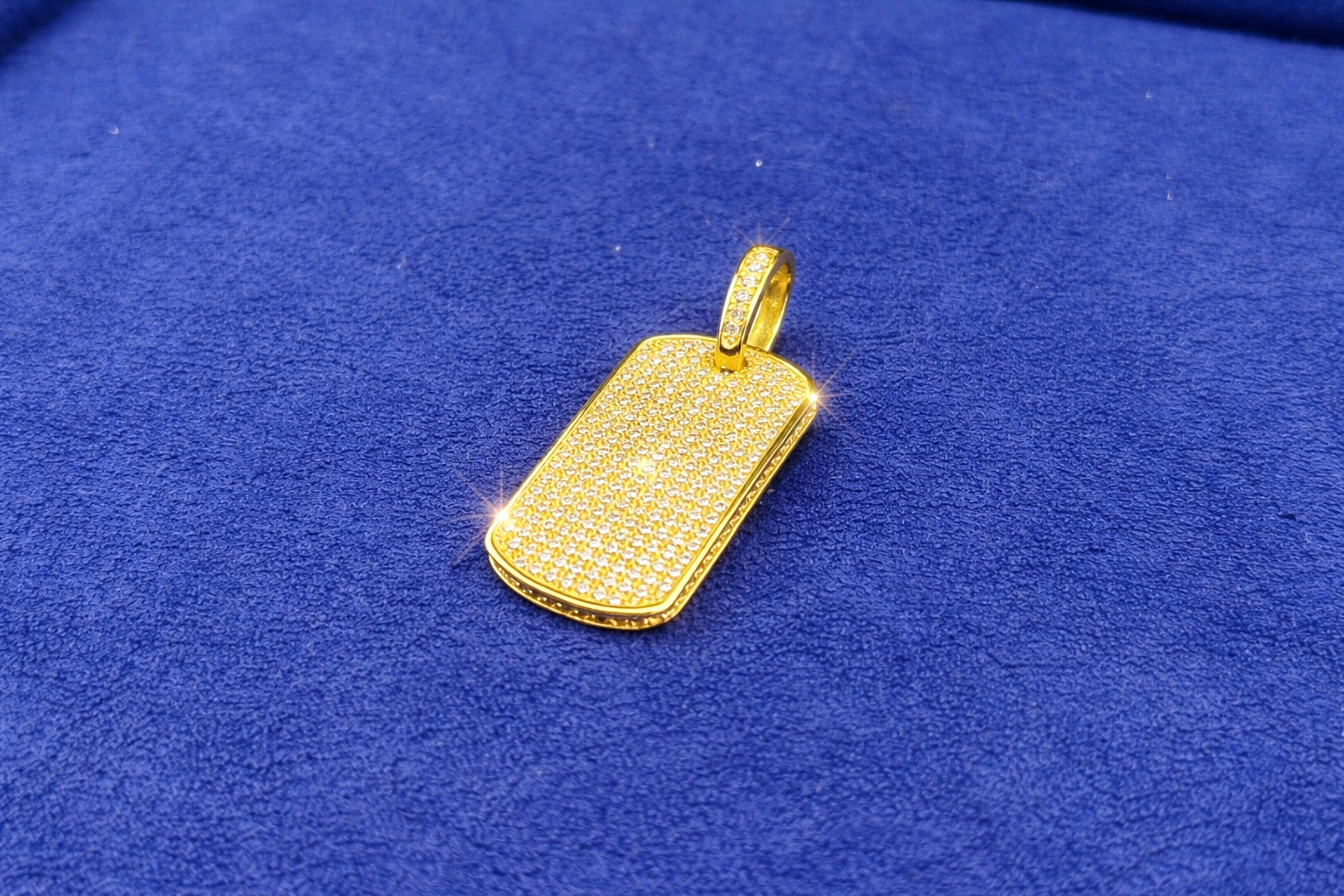 925 SILVER 18K GOLD MOISSANITE DOG TAG PENDANT VVS1