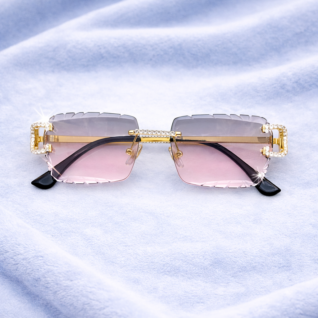 PINK/GRAY DIAMOND SIMULANT GLASSES