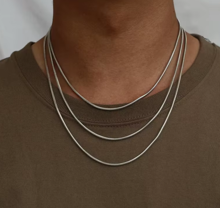SNAKE CHAIN 18K WHITE GOLD SILVER