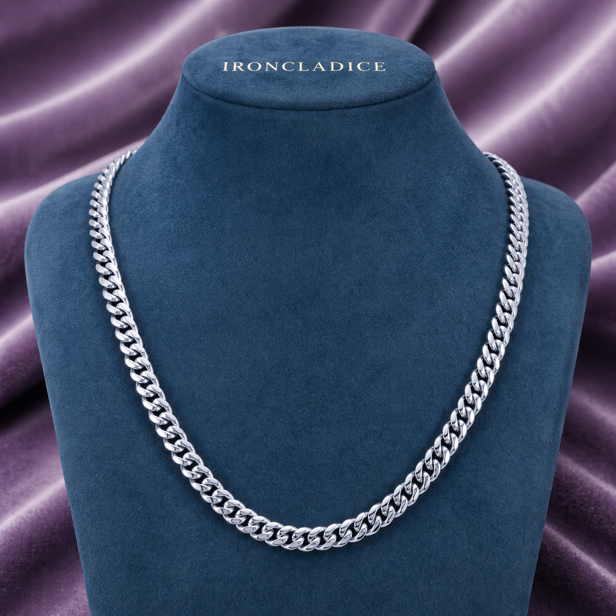 CUBAN LINK CHAIN 6MM 18K WHITE GOLD SILVER