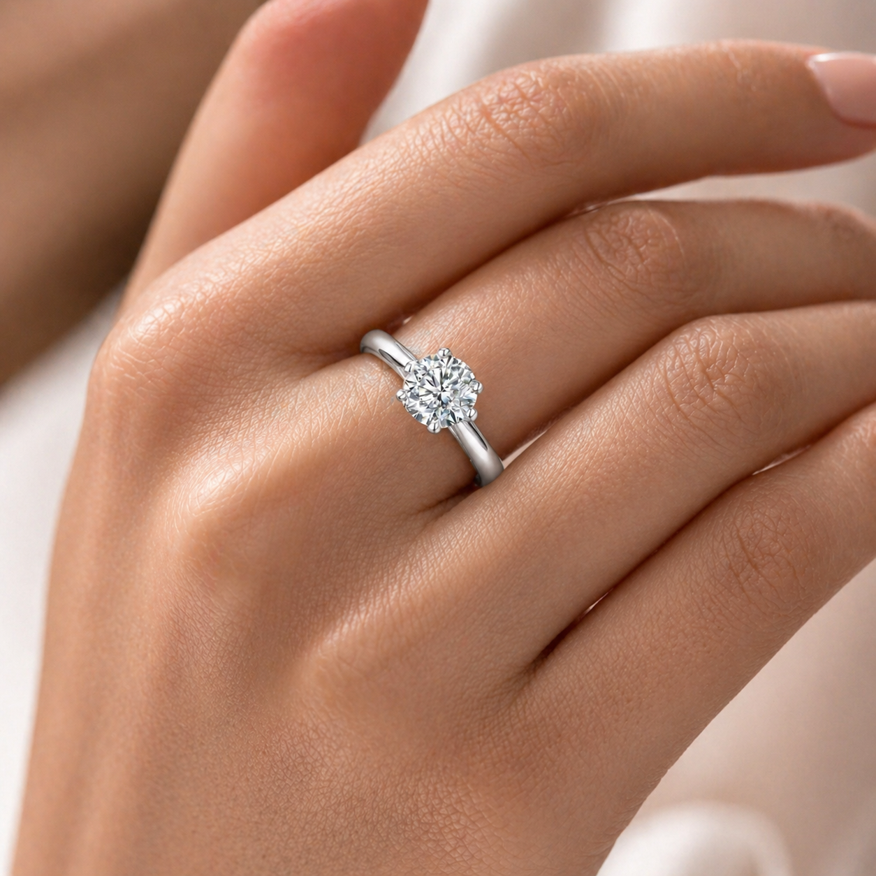 925 SILVER VVS1 ENGANGMENT RING MOISSANITE ADJUSTABLE SIZING 1CT